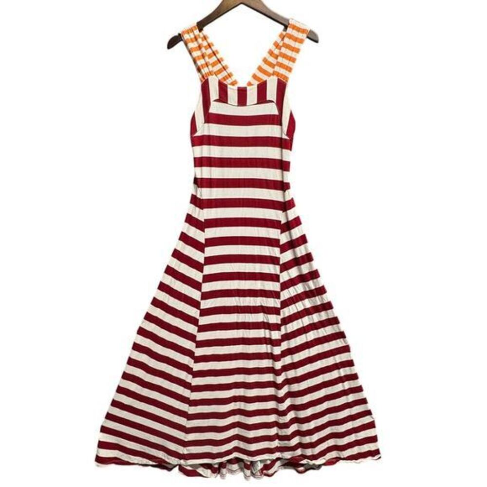 Anthropologie‎ Ghurka Striped Maxi Dress Women XS Red White Excellent Cotton